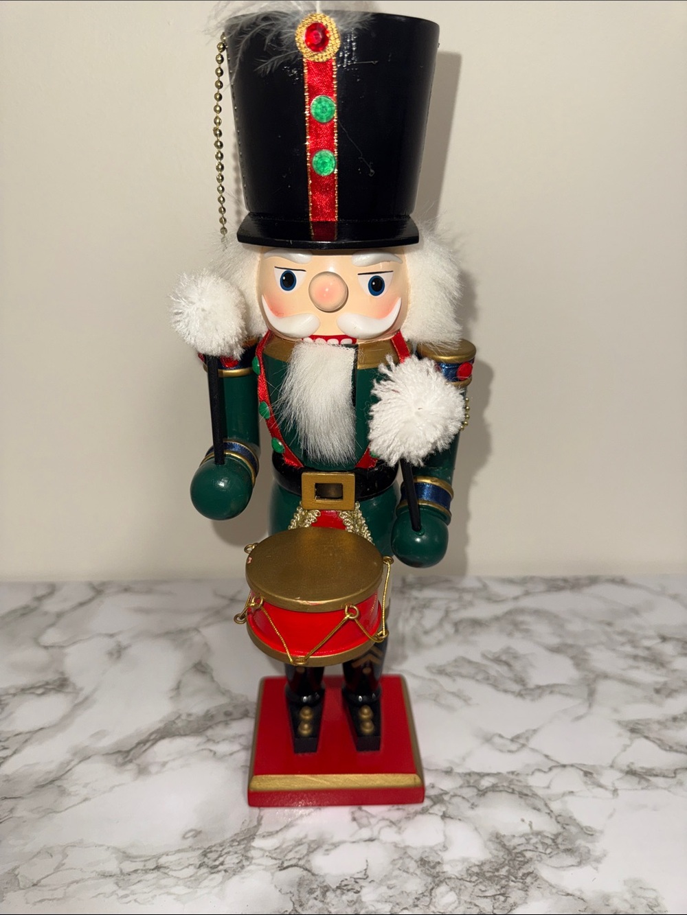 Classic Holiday Nutcracker Drummer Figurine in Red & Green 14 in
